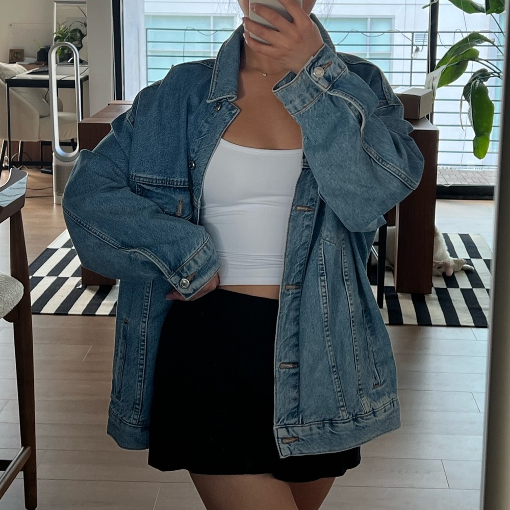TOPSHOP medium blue oversized denim jacket
